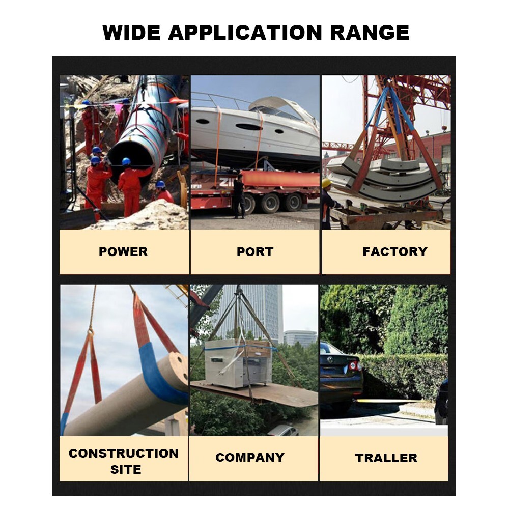 2Pack 6ft x 2in Lifting Sling Rigging Straps with Heavy Duty Flat Loops 12400LBS