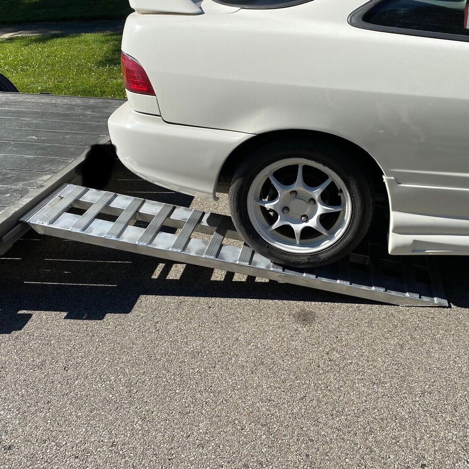 72" X 15" Aluminum Hook Ramps 8500Lbs Car Trailer Truck 1 Pair Ramps Hook End