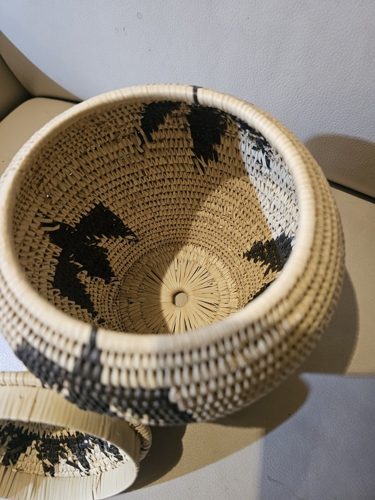 Basket With Lid Handwoven 9"×6"