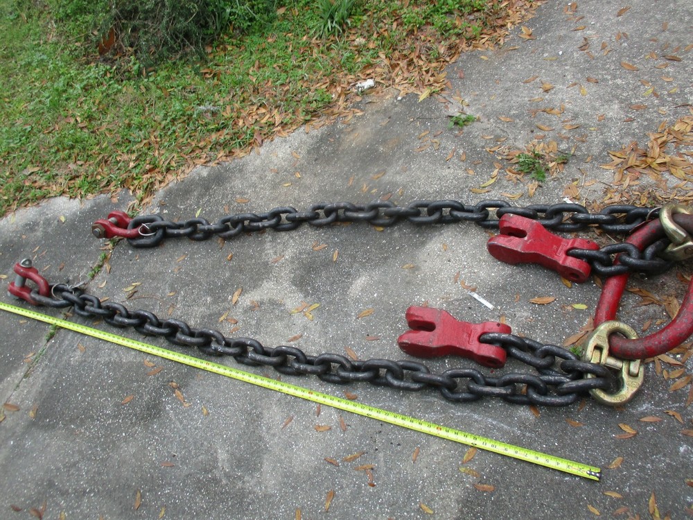 LB WLL-96" REACH TWO FALL SIZE 1"GRADE CRANE LIFTING CHAINS HOOKS COMPLETE SET