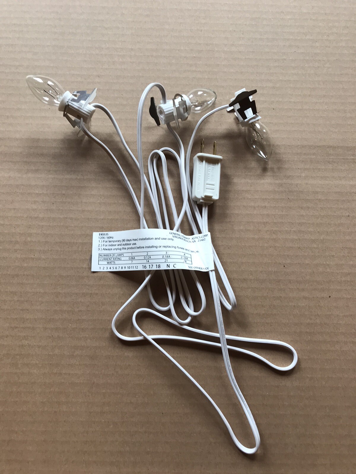 Blow Mold Light cord C 7 Clip In 3 BULBS NEW ORIGINAL General Foam Replacement