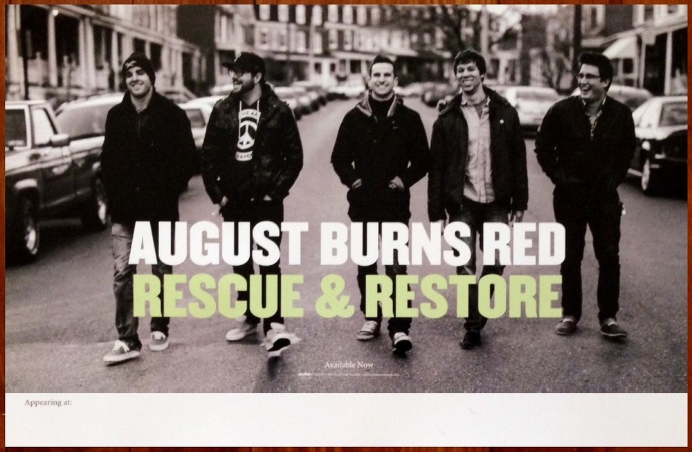 AUGUST BURNS RED Rescue Restore Ltd Ed RARE Tour Poster! Metalcore Death Below