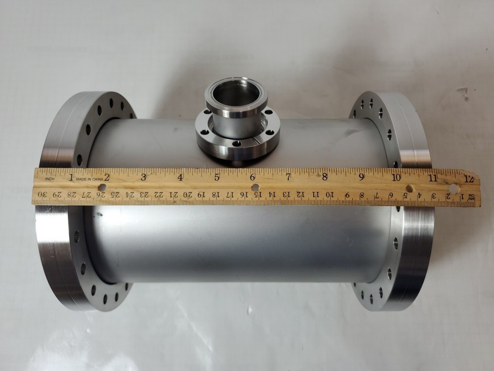 8" Conflat Flange to 2.75" Conflat Reducing Tee ~11" Long - Vacuum Stainless