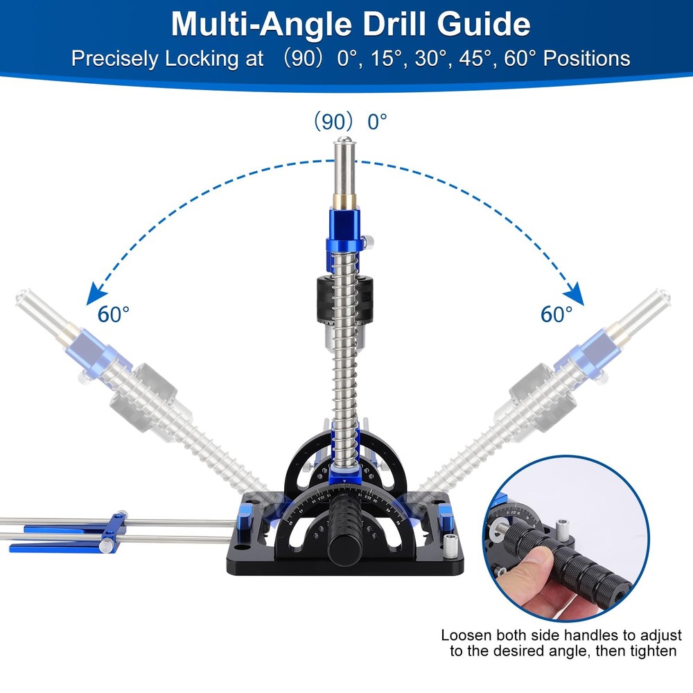 Upgraded Portable Drill Guide, Adjustable 0°to 60°Multi Angle Drill Guide for...