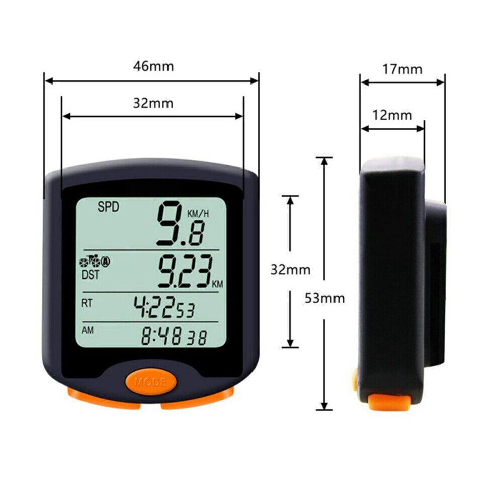 Bicycle Computer Digital Odometer LCD Backlight Bike Speedometer Waterproof