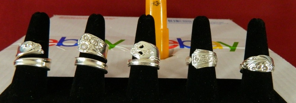 5 Silver Plated Spoon Rings Size 9