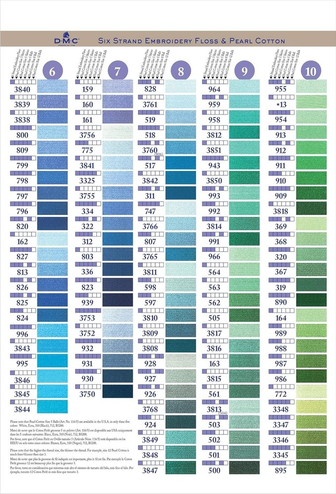 Needlework Threads Color Card with 12 Pages