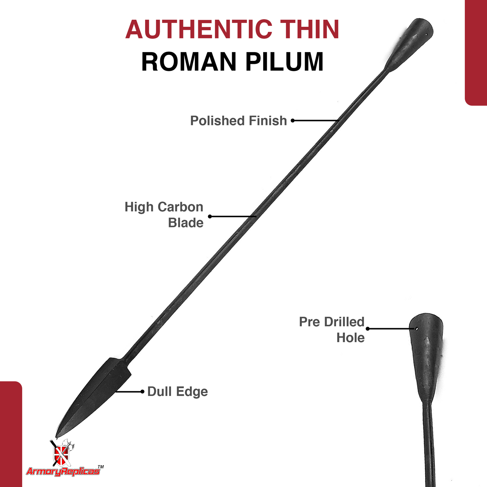 Authentic Roman Pilum Spear - Historical Replica -Collectible & Reenactor Use