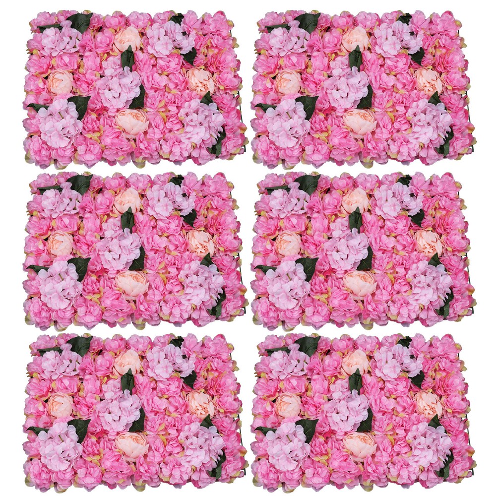 6PCS DIY Rose Artificial Flower Wall Panel Wedding Party Wall Backdrop Decor