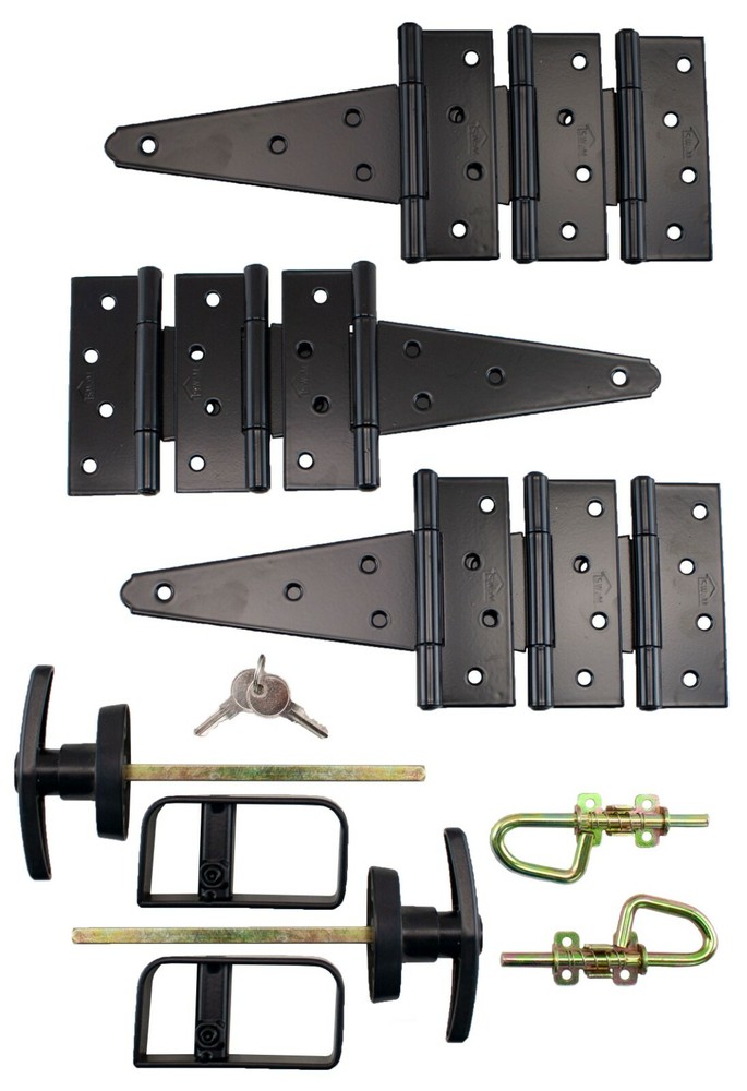 Double Door + Single Door Hardware Kit 6" Hinges Loop Barrel Bolts