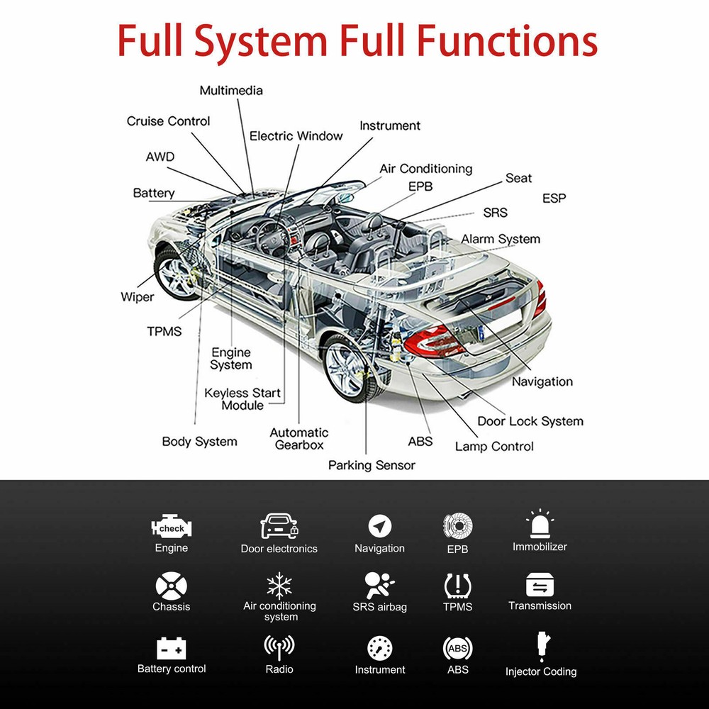 Bi-Directional Automotive Diagnostic Scan Tool Code Reader ABS All System MD698