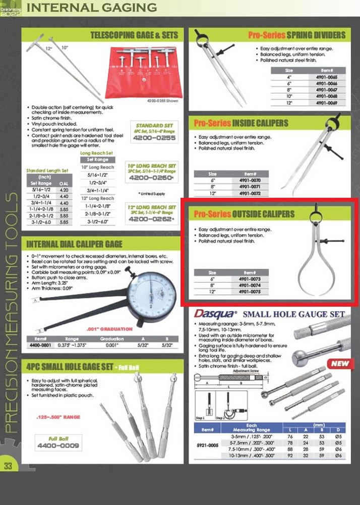 4901-0073 outside Caliper, 6"