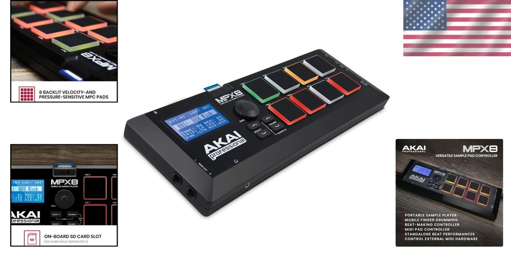 Portable Sample Pad Controller with 8 Velocity Pads