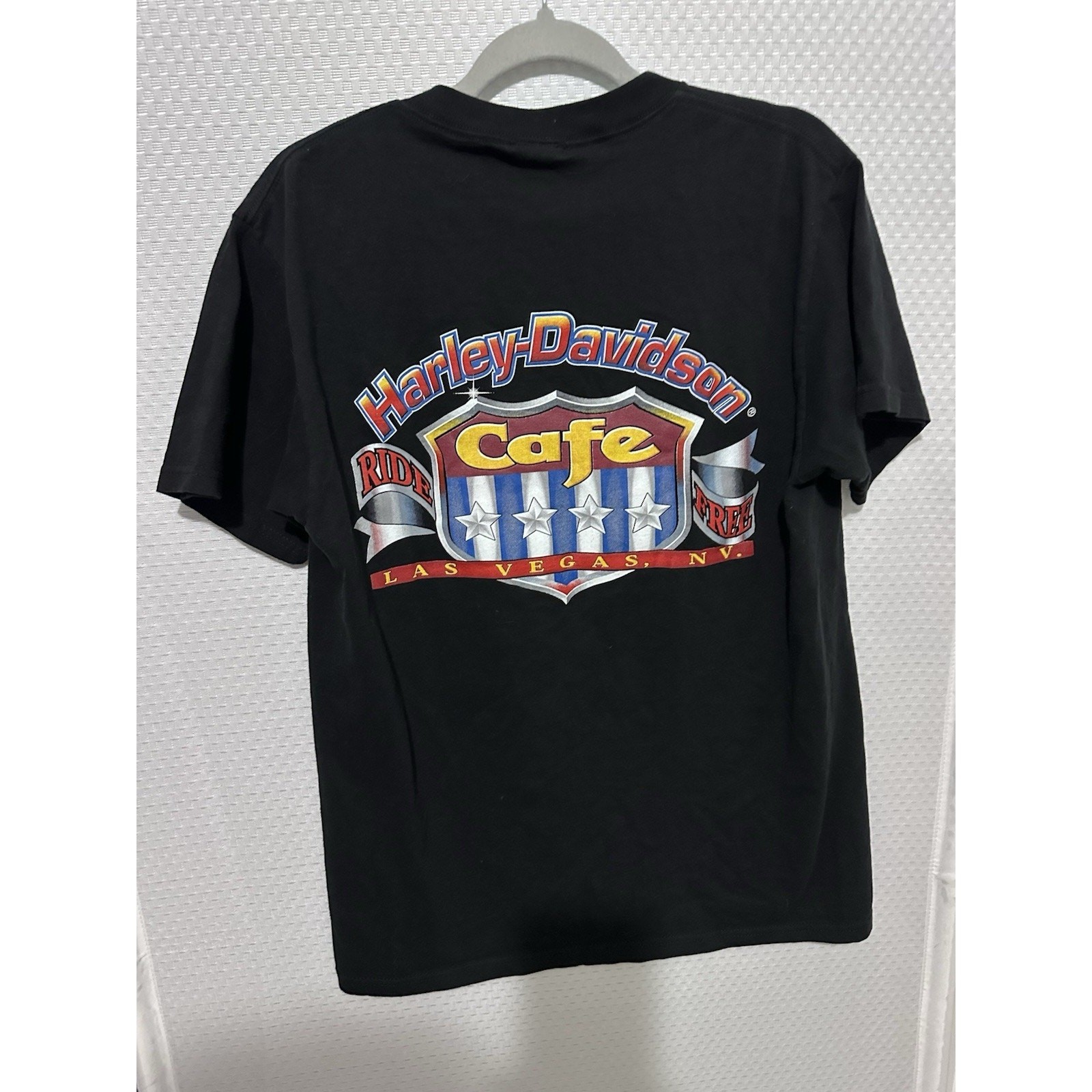 Harley Davidson 2001 Cafe Las Vegas T-Shirt Made in USA Black Motorcycle Medium