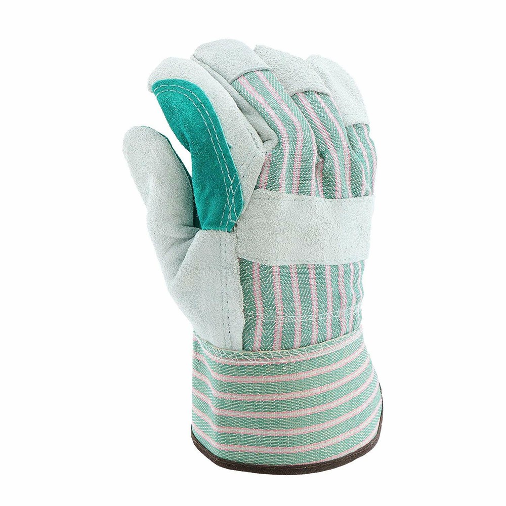 12 PAIR DOUBLE PALM SHOULDER SPLIT LEATHER WORK GLOVES SIZE LARGE