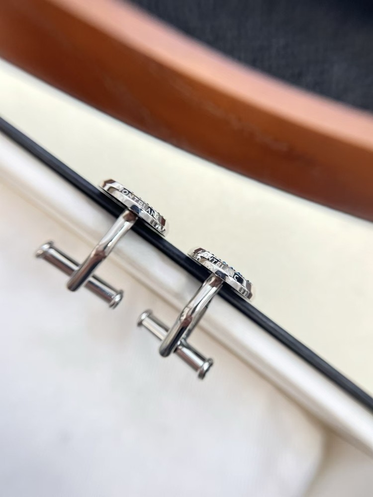 MONTBLANC Cufflinks stainless steel With Blue Hexagonal Copper Pattern