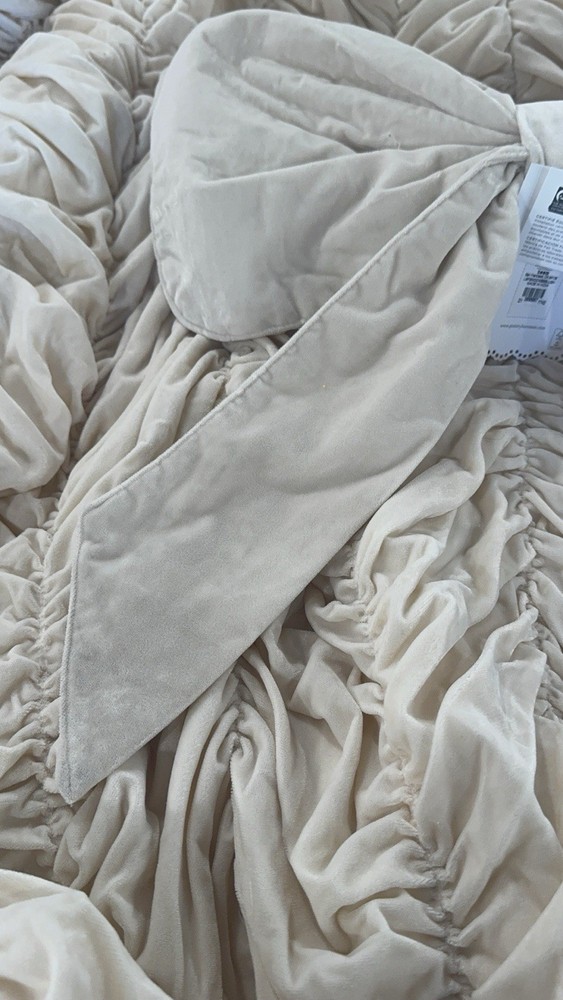 Pottery Barn Teen Large LoveShackFancy Smocked Velvet Bean Bag Chair Cover Only