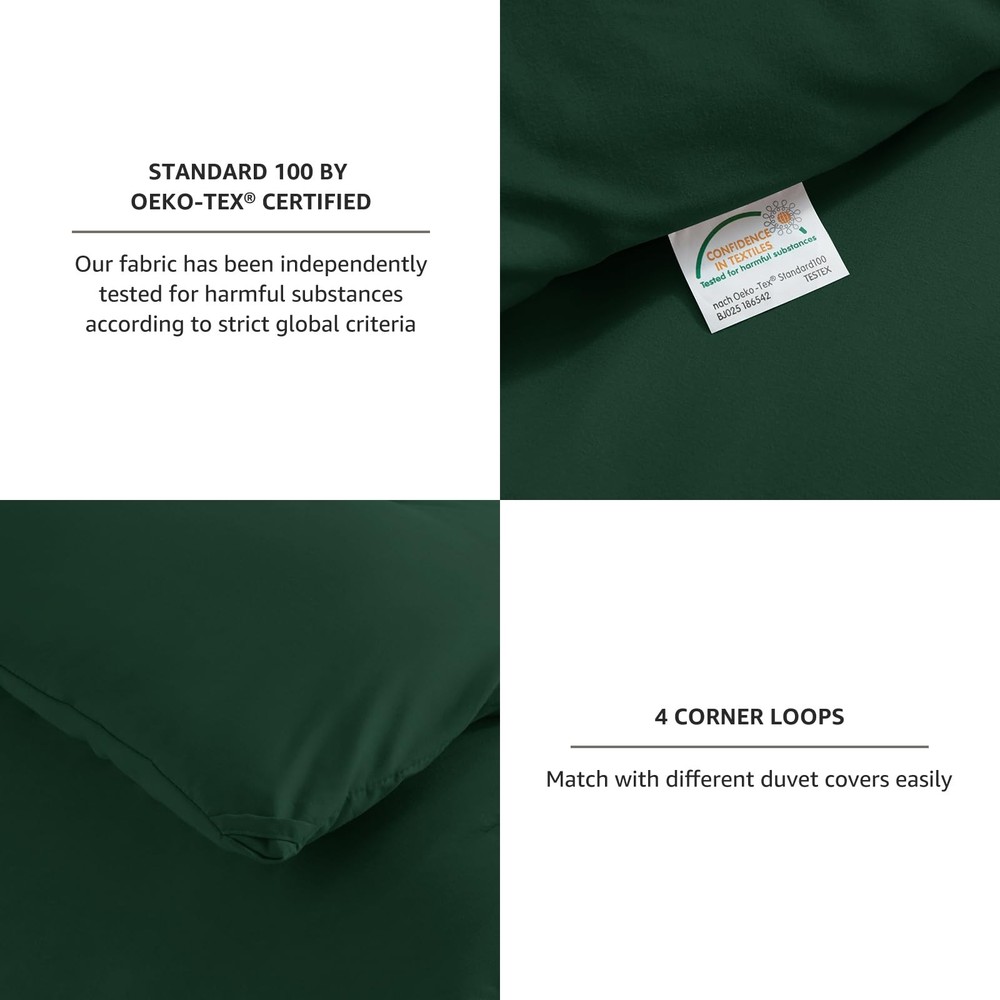 King Size Comforter Set Emerald Green, 3 Pieces Solid Comforters King Size Br...