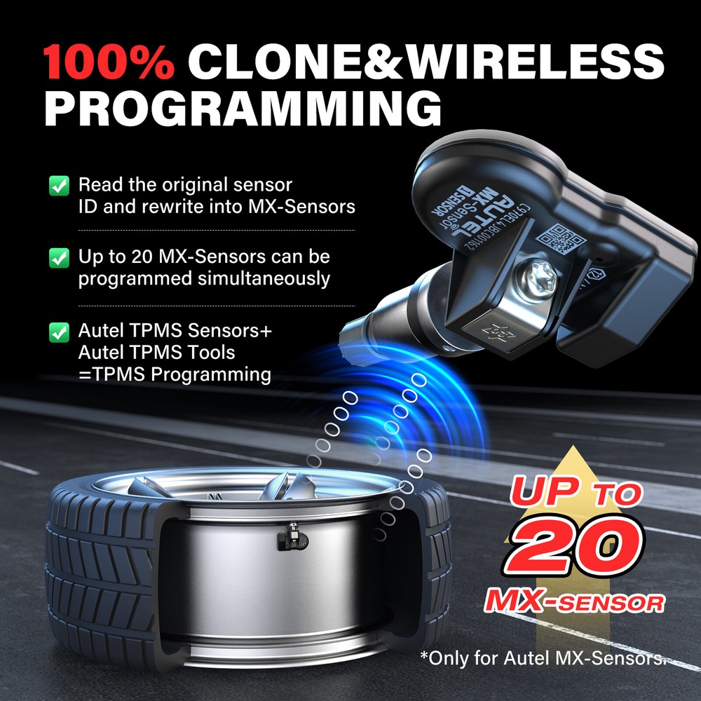 Autel TPMS Sensor MX-Sensor 315MHz & 433MHz Programmable Universal Metal Valve