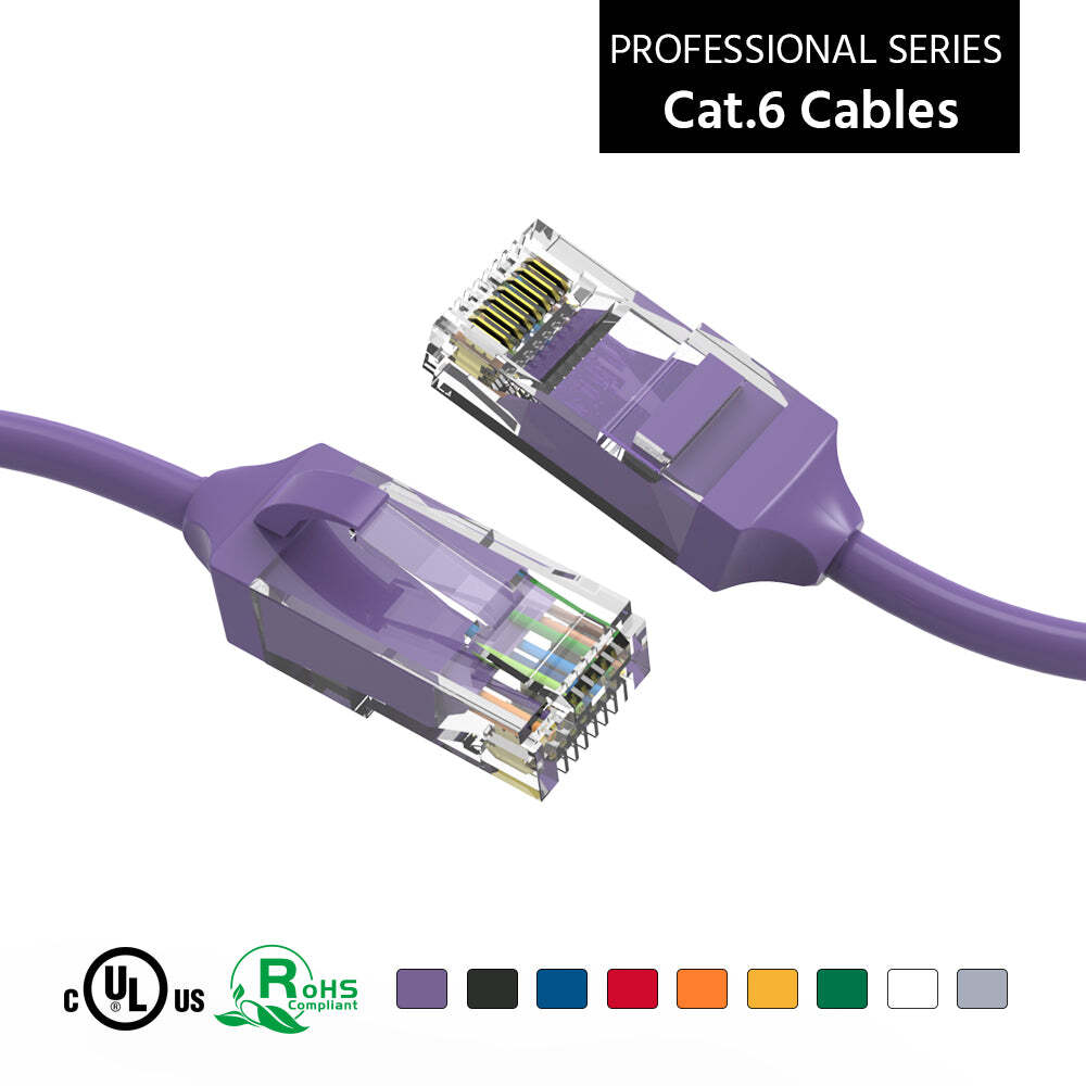 1.5Ft CAT6 28AWG Slim Ethernet Network Cable Purple