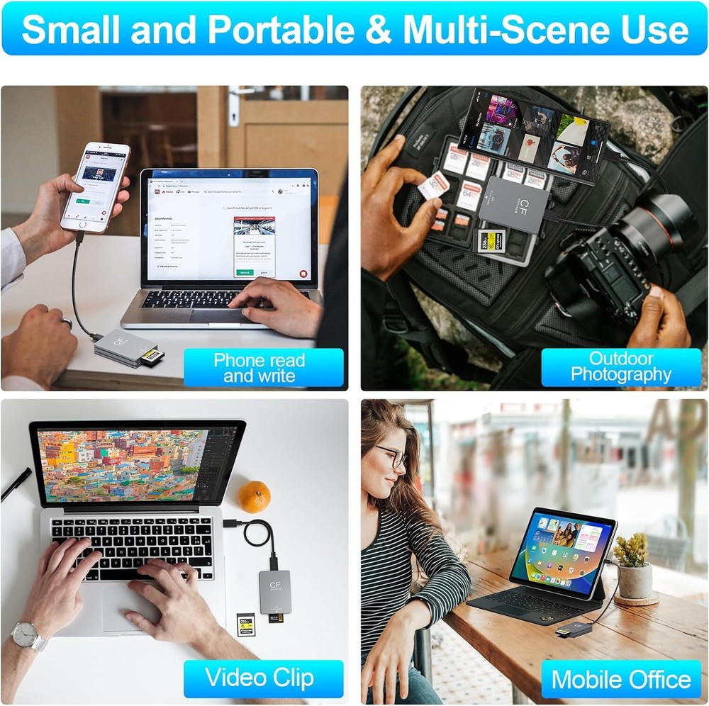 CFexpress Type B&SD Card Reader, USB 3.1 Gen 2 10Gbps Camera Reader Memory Card