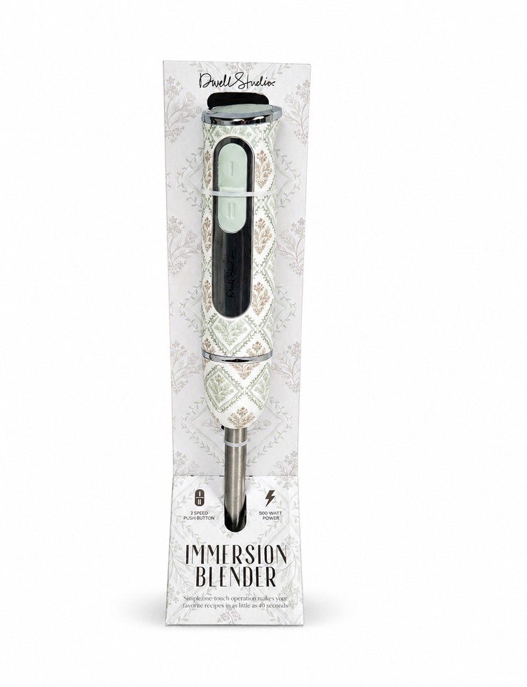 NEW DwellStudio Immersion Blender-Floral Pattern-500 Watt 2 Speed Motor