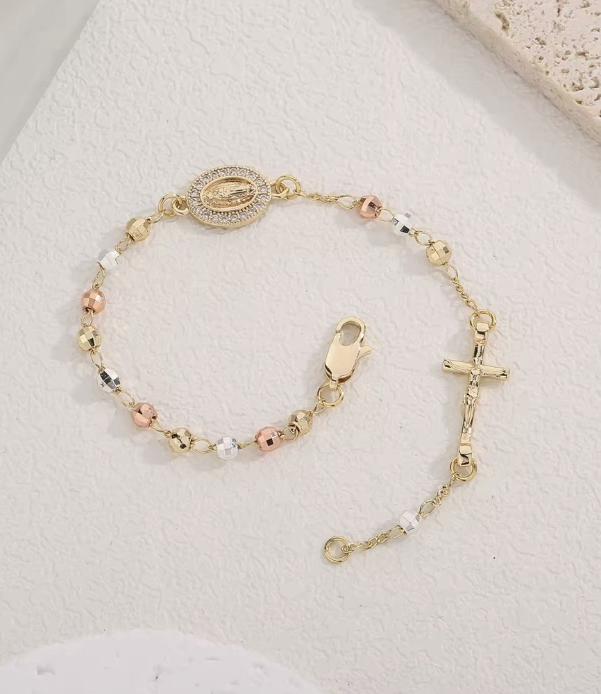 Rosary Bracelet Tri Color Stainless Steel