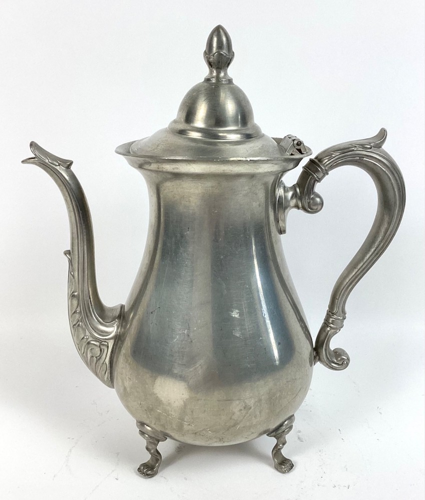 Vintage Silver-Tone PREISNER Pewter 2061 Footed Coffee/Tea Pot