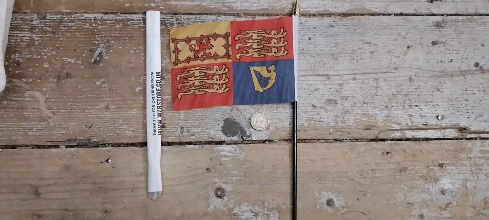 British Royal Standard Table Top Flag With Base.