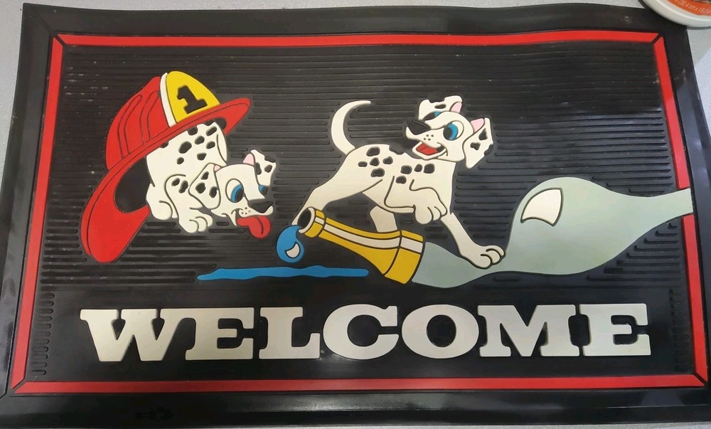 Vintage Firefighter Doormat Dalmatian
