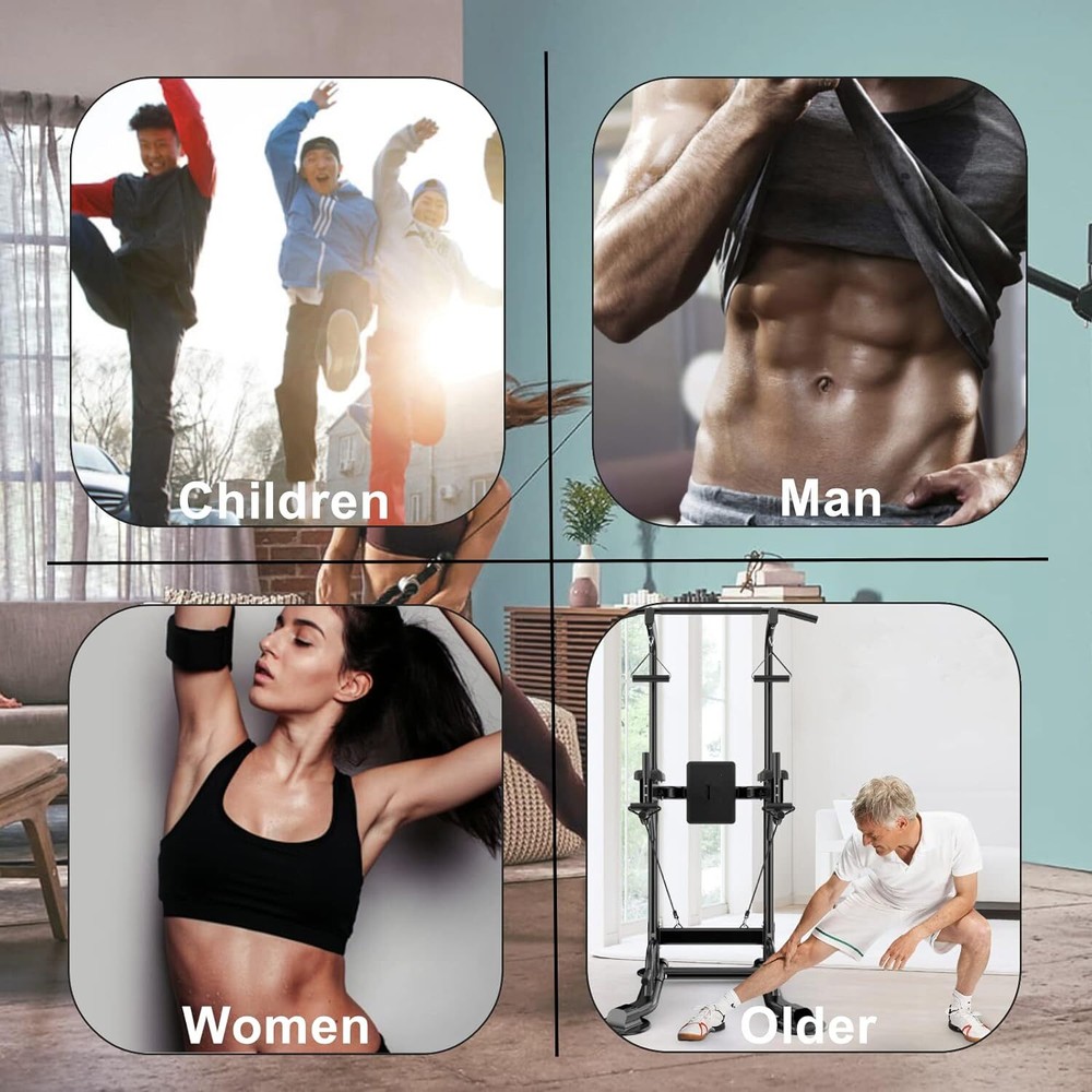 Power Tower Dip Station Pull Up Bar Exercise Tower Adjustable Pull Up Station
