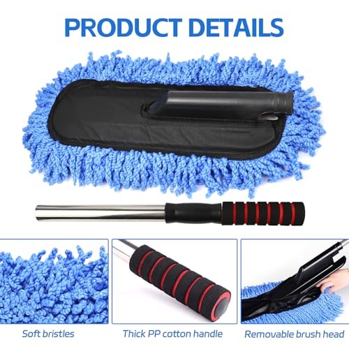 2PCS Car Duster Set, Soft Microfiber Car Duster Interior Exterior, Blue