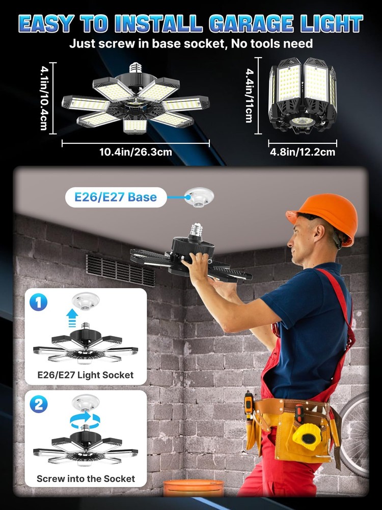 HAPYLUMI Garage Light 200W, Super Bright 20000LM 1PC-200W, Black