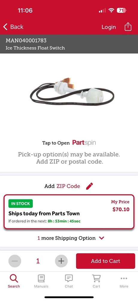 Ice Thickness Float Switch MAN040001783