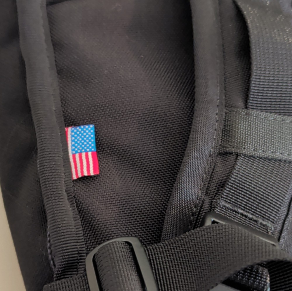 Sierra Nevada Black Tactical Backpack USA Flag Patch Adjustable Straps Fabric