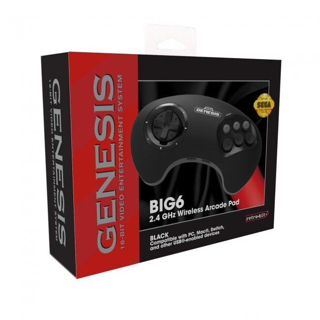 Retro-Bit Official Sega Genesis BIG6 2.4 GHz Wireless Controller 6-Button Pad