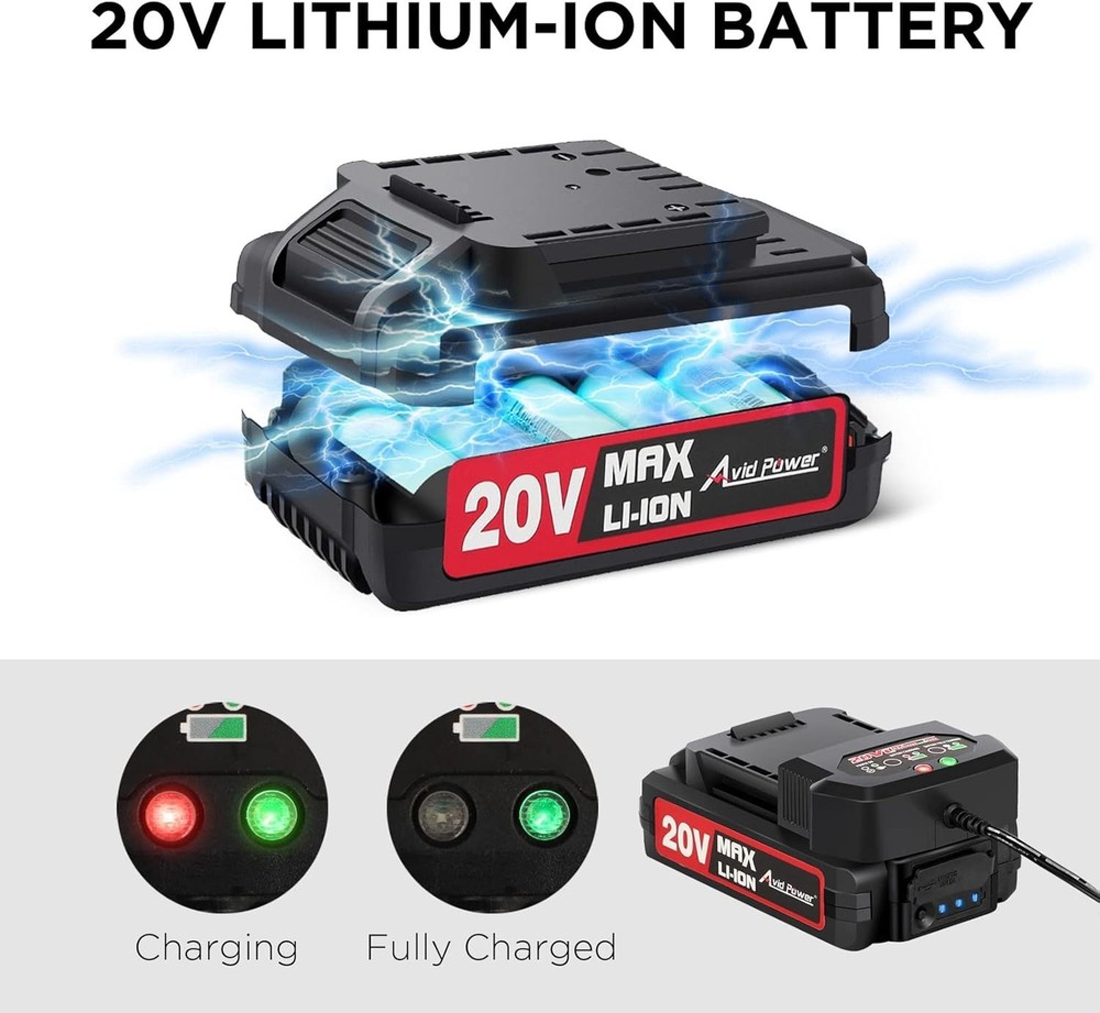 Lightweight 20V Lithium-ion Drill with Variable Speed and 22 Piece Bit Set