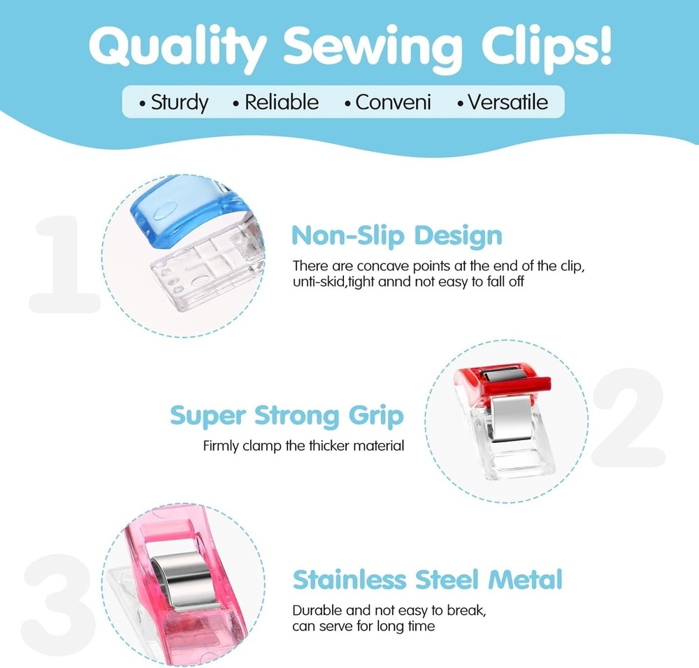 800 Sewing Clips Quilting Supplies Multipurpose Plastic Fabric Clips Assorted...