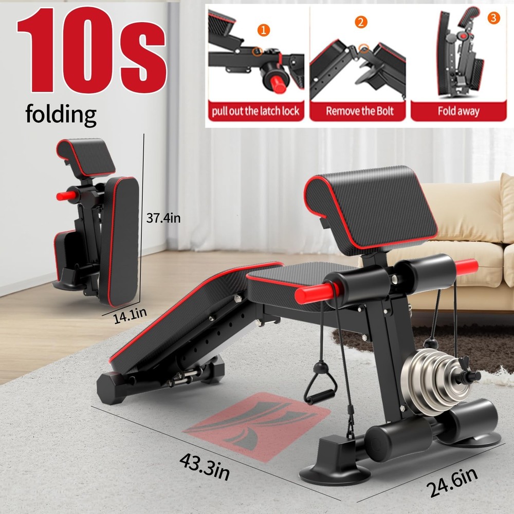Adjustable Weight Bench,Utility Workout Bench Foldable Incline Decline Benche...