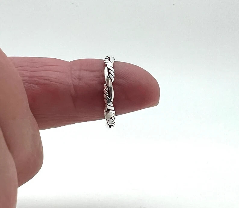 Thin Braided Silver Ring 925 Sterling Silver Braided Silver Ring All size