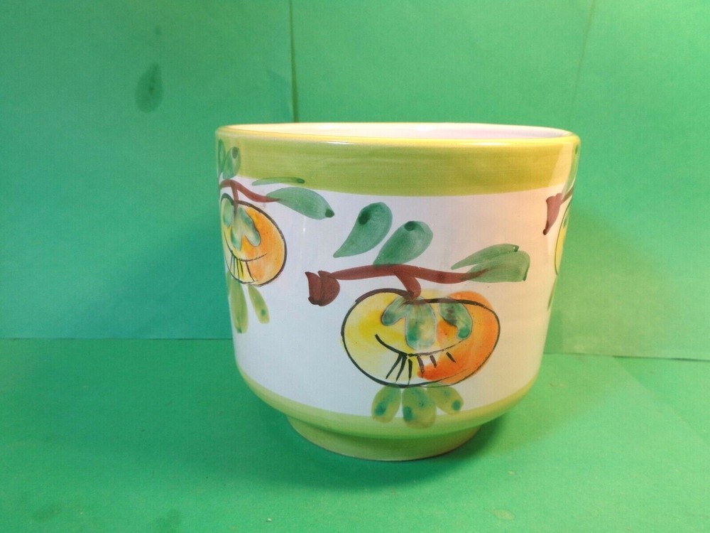 Fruit Pattern 5" Pottery Vase, Italy (Used/EUC)