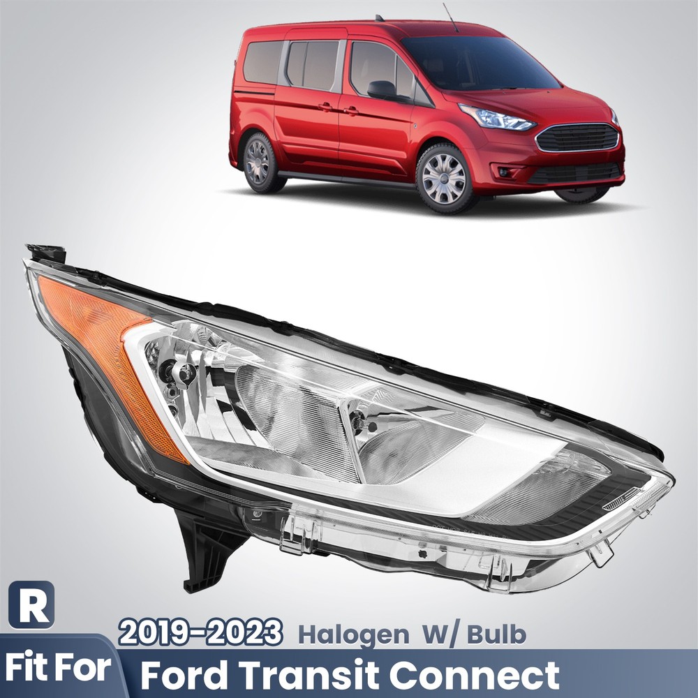Halogen Headlight For 2019-2023 Ford Transit Connect W/ Bulbs Right Passenger