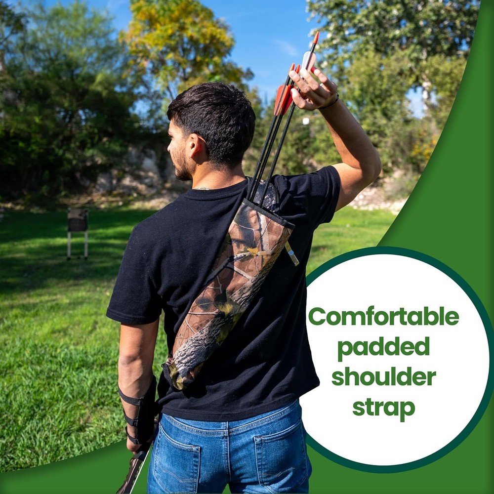 Durable Archery Quiver - Adjustable Shoulder Strap & Belt Clip for Versatile Use