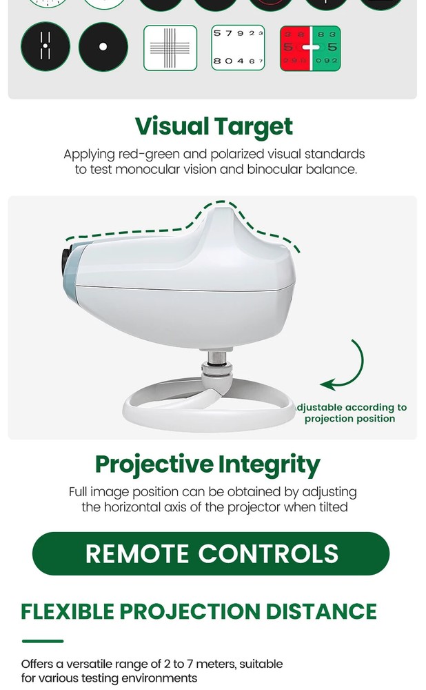 Automated Vision Chart Projector with LED Light Source for Eye Examinations
