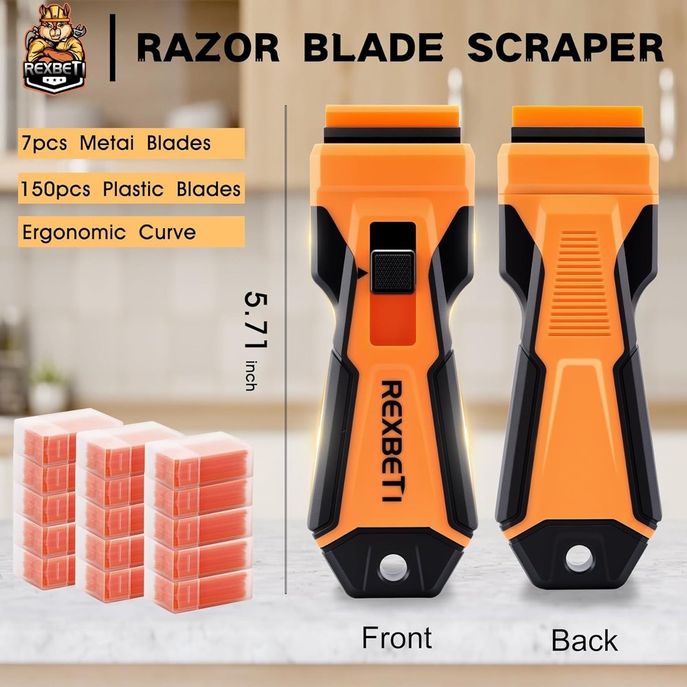 1 Pack Razor Blade Scraper Plastic Razor Blade Scraper Tool Razor with Extra