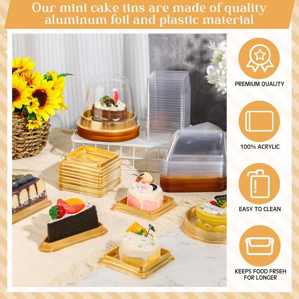 Baderke 60 Pack Cake Slice Containers with Clear Lids Round Square Triangle /