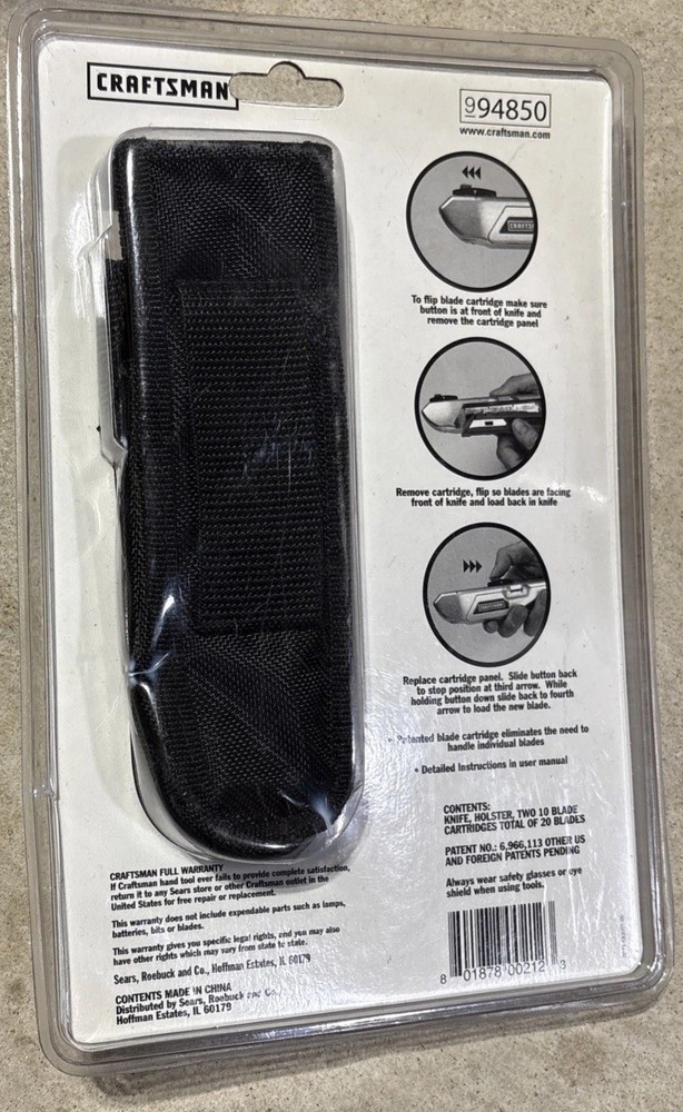 Craftsman Nos Auto Loading Utility Knife 94850 & Extra Cartridges