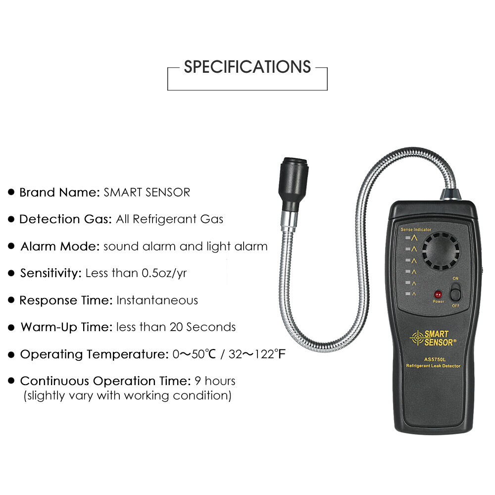 SMART SENSOR Hand-Held Halogen Gas Leak Detector Air Condition Test