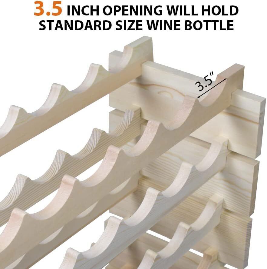 2PCS Wine Rack 72 Bottle Stackable Wine Storage Wood Display Shelf Freestanding
