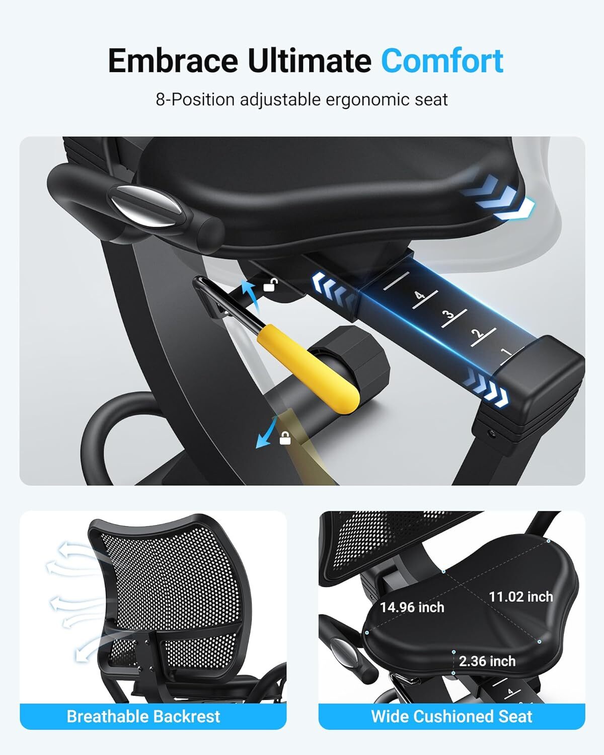 MERACH S19 High-end Magnetic Recumbent Adults Exercise Bike Smart Bluetooth LCD